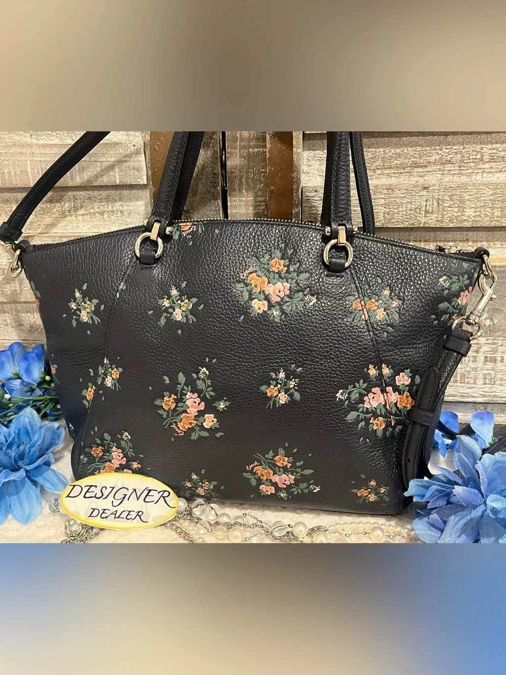 COACH Prairie Satchel Rose Bouquet Midnight Blue 91603